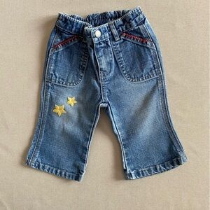 Vintage Baby Gap Star-Flower Embroidered Denim Flair Jeans size 6-12 Months